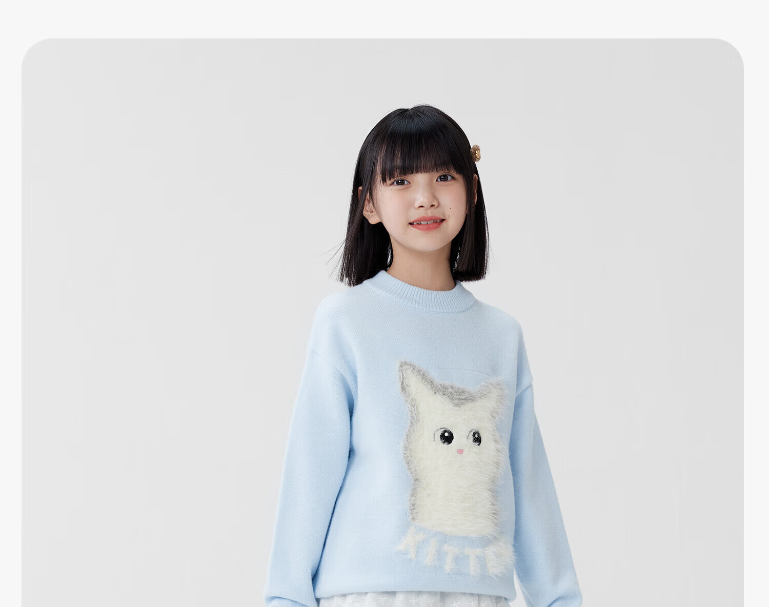 Zuo Xi Girls' Sweater Autumn Winter 2025 New Plush Inner Wear Cute Pet Children's Knitwear Trendy Light Yellow 160 34